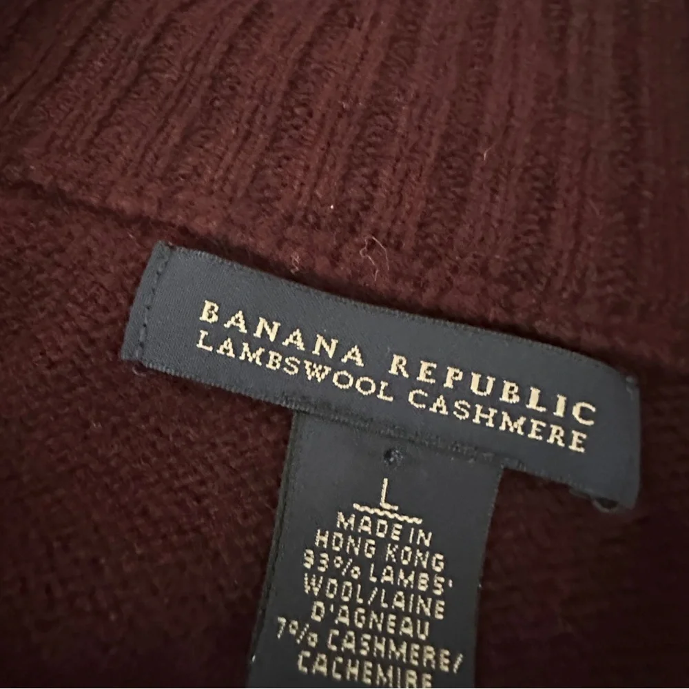 Banana Republic Striped Quarter Zip Sweater -‎ Cozy Winter Preppy - L